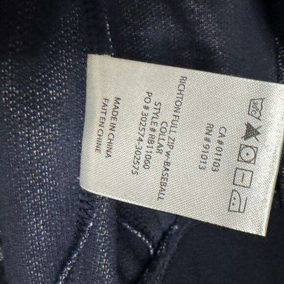 Robert Barakett Richton Full Zip Baseball Collar Men's Jacket Size Medium Navy - Picture 2 of 5